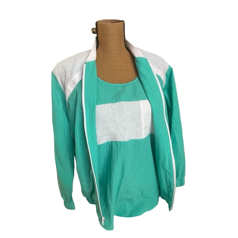 Vintage Circa 1980s/90s Bright Turquoise & White 3 piece tracksuit